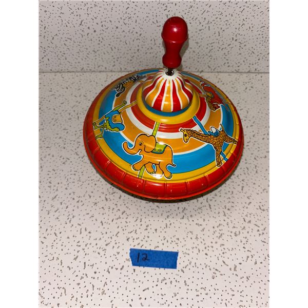 Vintage Spinning Tin Top Toy