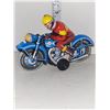Image 4 : Wilesco Blue Motorcycle Tin Toy