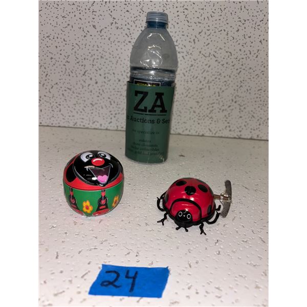 Windup tin Ladybug and Litho Tin Ladybug