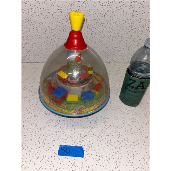 Vintage Tin Peg Top , small hairline crack , not spinning