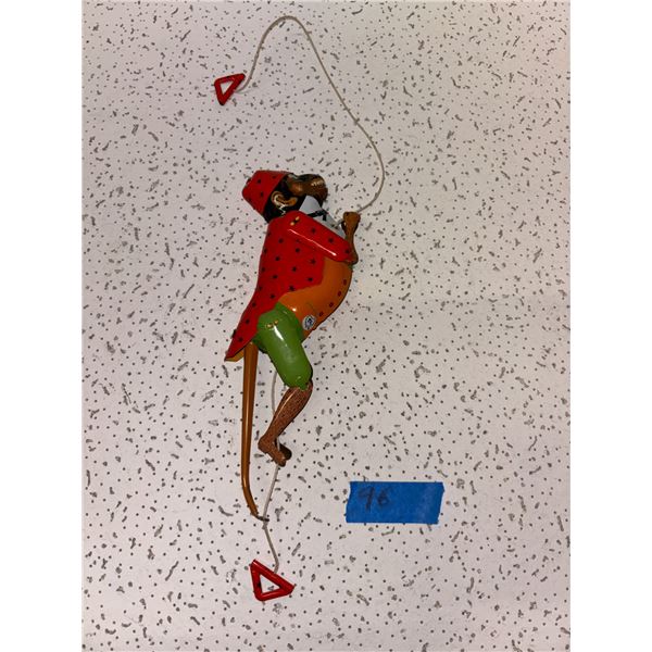 Vintage Tin Litho Climbing Monkey