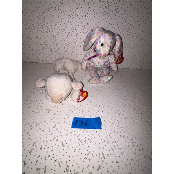Vintage Beenie Babies Springfeild the bunny & Fleece the lamb