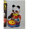 Image 2 : Vintage Amusing Gay Tin Wind-up Panda Bear Drummer with Key (Like new in Box)