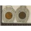 Image 1 : 2-ENCASED 1 CENT COINS IN HORSESHOE SHAPED