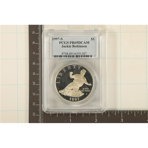 1997-S US JACKIE ROBINSON SILVER DOLLAR PCGS PR69