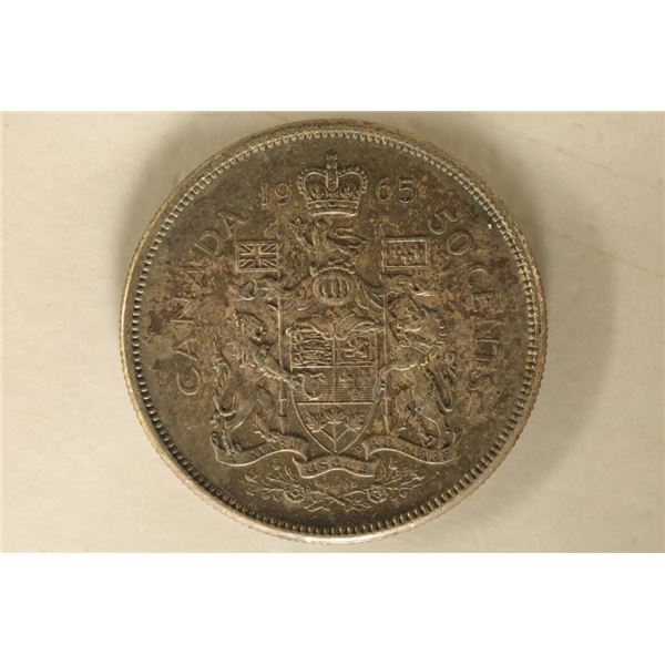1965 CANADA SILVER 50 CENTS .3000 OZ. ASW