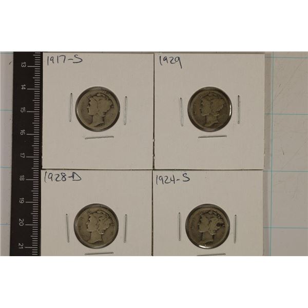 1917-S 24S, 28-D & 1929 SILVER MERCURY DIMES
