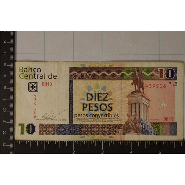 2013-CUBA 10 PESO BILL