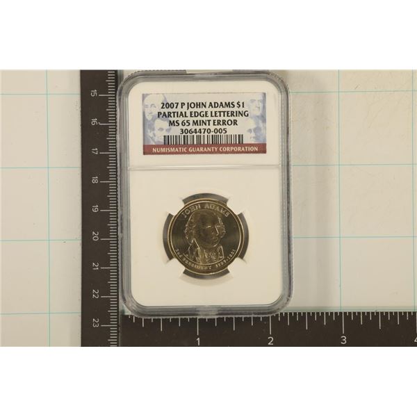 ERROR 2007-P US JOHN ADAMS PARTIAL EDGE LETTERING