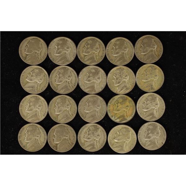 20-ASSORTED 35% SILVER JEFFERSON WAR NICKELS: