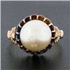 Image 2 : Antique Victorian 18k Yellow Gold GIA 9.46mm Pearl w/ Floral Side Solitaire Ring