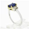 Image 9 : New 18K TT Gold GIA Ceylon Sapphire & Baguette Diamond 3 Stone Engagement Ring