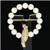 Image 2 : Vintage 14k Gold Cultured Pearl w/ 0.32 ctw Diamond Round Circle Wreath Pin Broo
