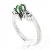 Image 7 : Vintage 14k White Gold Emerald Cut Emerald & 0.12 ctw Round Diamond Bypass Ring