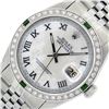 Image 2 : Rolex Mens Stainless Steel White Roman 36MM Diamond And Emerald Datejust