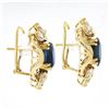 Image 4 : Vintage 18k Yellow Gold 12.90 ctw GIA Oval Sapphire & Diamond Statement Earrings