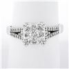 14k White Gold 1.01 ctw Round Brilliant Diamond Prong Illusion Set Engagement Ri