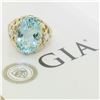 14k Gold & Platinum 19.49 ctw Large GIA Aquamarine & Diamond Basket Weave Ring