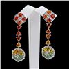 Image 4 : 14.27 ctw Multicolor Sapphire and 1.16 ctw Diamond Platinum Dangle Earrings