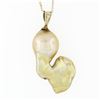 Image 5 : Vintage 14K Yellow Gold Large Baroque Pearl Solitaire Pendant 18" Chain Necklace