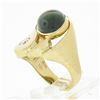 Image 8 : Large Modernist 18k Gold Oval Bezel Tourmaline & Diamond Polished Geometric Ring