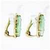 Image 4 : Vintage 14K Gold Carved Jade Large Round Multi Prong Set Button Clip On Earrings