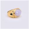 Image 2 : 18K Yellow Gold Jadeite & Sapphire Ring