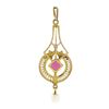 Image 4 : Antique Victorian 10K TT Gold Red Stone & Pearl Dangle Filigree Lavalier Pendant