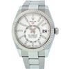 Rolex Mens Stainless Steel White Dial Sky Dweller 42MM With Rolex Box And Papers