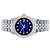 Image 3 : Rolex Mens Stainless Steel Blue Vignette Princess Cut Diamond Bezel Datejust Wri