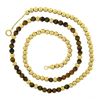 Image 3 : Vintage 14k Gold Round 4mm Tigers Eye & Polished Bead Ball Slide Chain Necklace