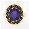Image 1 : Antique Victorian 14K Gold Oval Amethyst Solitaire w/ Heart Open Work Halo Ring