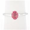 Image 1 : NEW 14K White Gold GIA Oval Orangy-Pink Padparadscha Sapphire Solitaire Ring