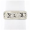 Image 1 : Vintage 14k White Gold 6.3mm Pierced Open Floral Work Wide Eternity Band Ring