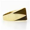 Image 5 : Vintage 14K Gold Large Polished Custom Cut Tiger's Eye Solitaire Geometric Ring