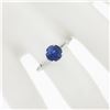 Image 4 : 14k White Gold 1.57 ctw Round Sapphire & Baguette Diamond 3 Stone Engagement Rin