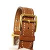 Image 5 : Hermes Brown Metal and Leather Medor Plated 23 Quartz Watch