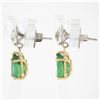 Image 3 : 14k Gold 3.31 ctw GIA Pear Emerald Bezel Old European Diamond Drop Dangle Earrin