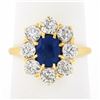 Image 1 : Antique Victorian 14k Gold 2.40 ctw AGL Burma No Heat Sapphire & Diamond Halo Ri