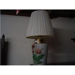 Used flower painted lamp brass trim