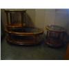 Image 1 : Used Oak & leaded glass style coffee & end tables