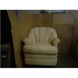 White floral brocade chair