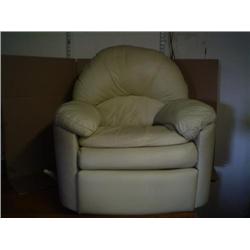 Used cream leather match recliner