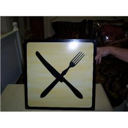 Knife & fork sign metal 18x18