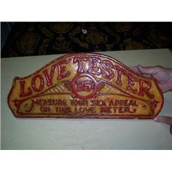 love tester sign metal heavy
