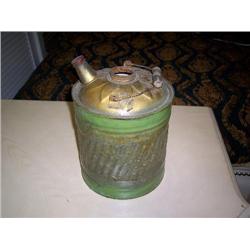 green & gold metal gas can 30"