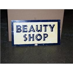 Beauty shop tin sign 10x18