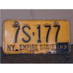 New York empier licence plate 1963