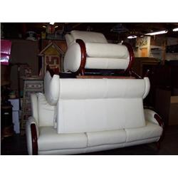 3pc cream leather sofa set