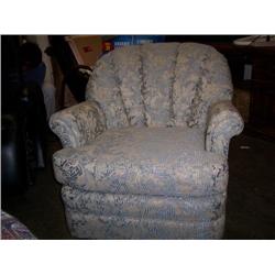 Blue brocade floral chair